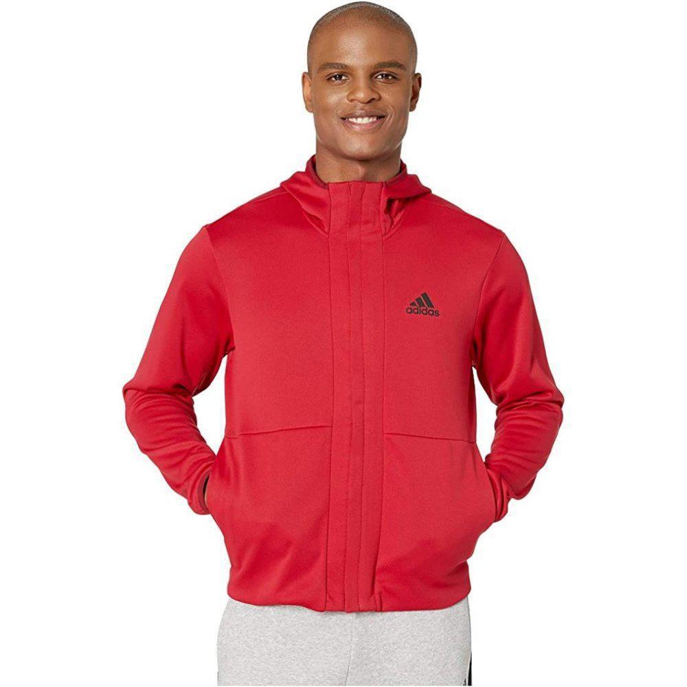 Adidas Men's Team Issue Full-Zip Hooded Sweatshirt Size XL Red